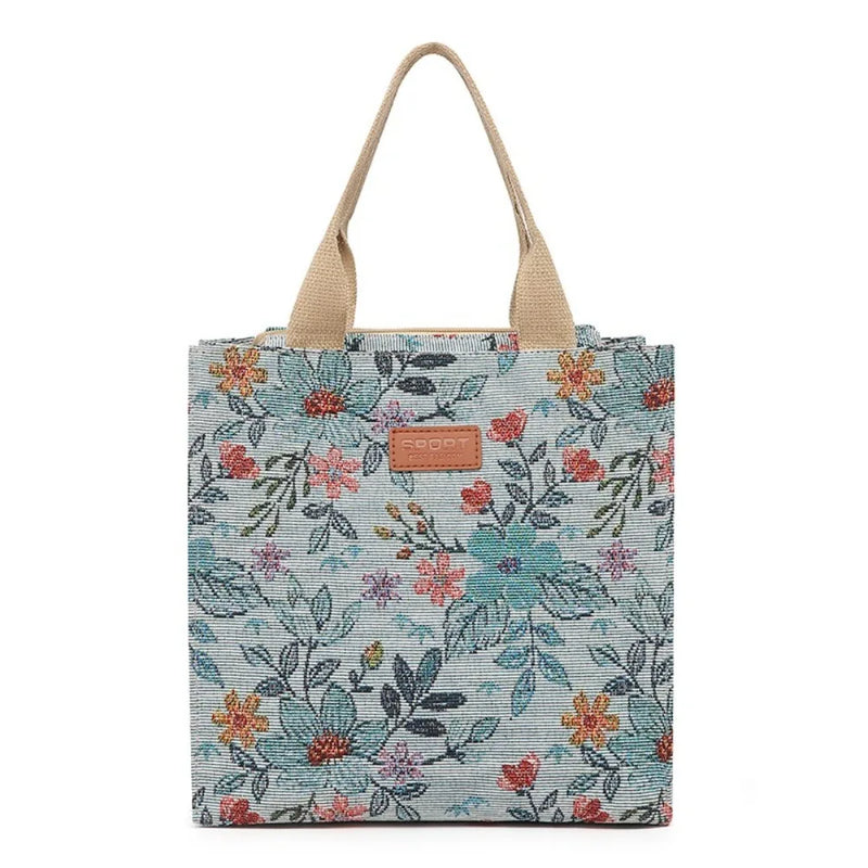 Fashion Handbag Floral Print Lunch Bag Large Capacity Thermal Thickened Thermal Insulation Bag Portable Ice Pack Women