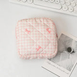 Cute Heart Print Cosmetic Bag Lipstick Brush Storage Bag Travel Toiletry Kit Women Kawaii Makeup Handbags Organizer Pouch Bags