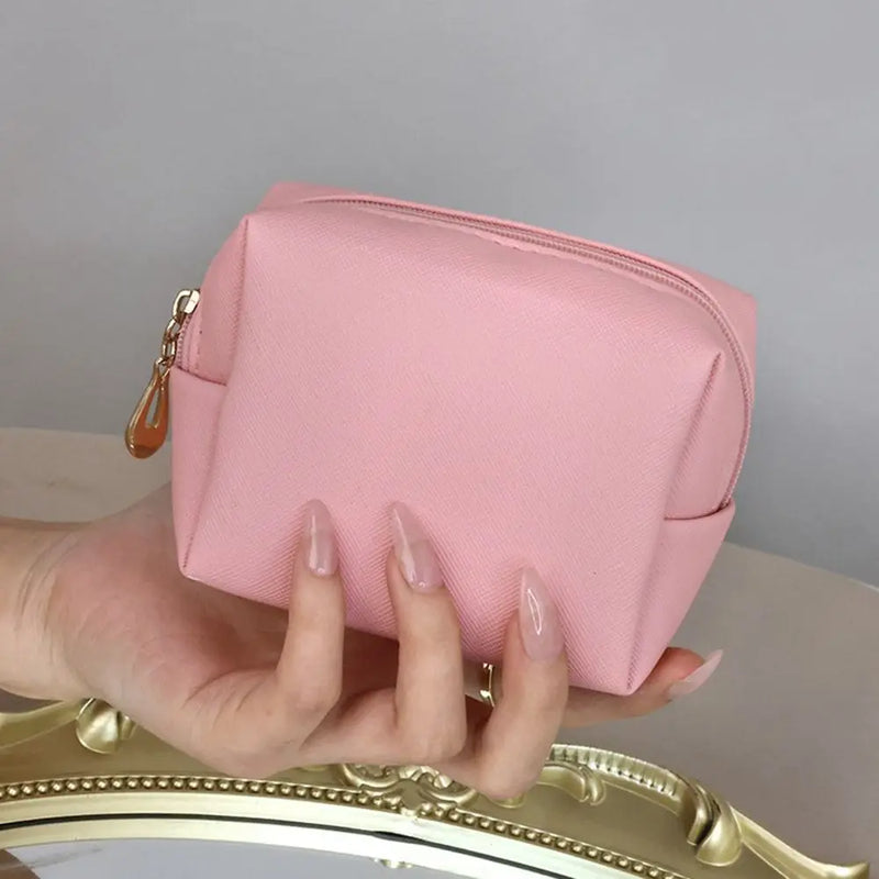 Fashion Leather Storage Bag Travel Outdoor Mini Cosmetic Bag Beautiful Water Proof Jewelry Bag Zipper Lipstick Bag Coin Purse