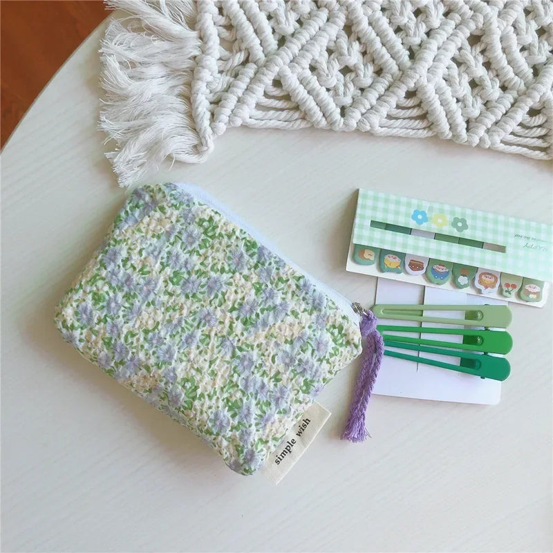 Japan Style Floral Coin Purse Women Clutch Wallet Change Purse Girls Cute Small Wallet Lipstick Coin Pouch Cosmetic Storage Bag