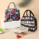 Functional Insulated Oxford Lunch Bag Flower Pattern Cooler Lunch Box Bags Thermal Food Picnic Lunch Bags for Women Kids