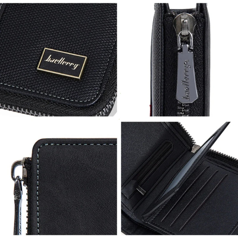 RFID Simple Short Men Zipper Wallets Luxury Brand Card Holder Male Wallet Photo Holder Coin Pocket Man Purses Wallets for Women