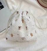 Cartoon Drawstring Cosmetic Bag Clutch Bag Large Makeup Organizer Bags Korean Cosmetic Pouch Women Cute Toiletry Beauty Case