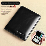 Genuine Leather Rfid Wallet for Men Slim Vertical Wallets Black Thin Short ID Credit Card Holder Minimalist Men's Blue Money Bag