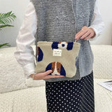 Fashion Retro Striped Clutch Bag Women Cosmetic Bag Plush Toiletry Bag Makeup Bags Makeup Pouch Case Travel Cosmetic Organizer