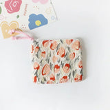 Japan Style Floral Coin Purse Women Mini Bag Cotton Change Purse Girls Cute Small Wallet Square Coin Pouch Cosmetic Storage Bag