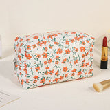 Small Fresh Floral Cosmetic Bags Pink Flower Storage Make Up Bags for Women Lady with Zipper Travel Organizer Makeup Bag Case