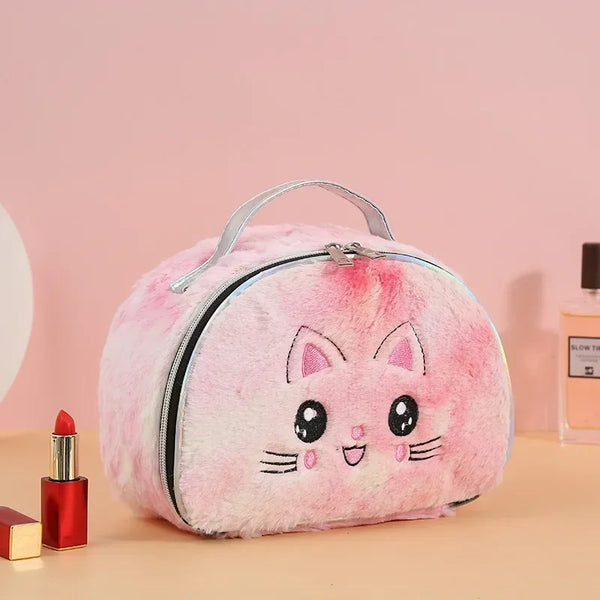 Plush Cat Cosmetic Bag Women's Large Makeup Organizer