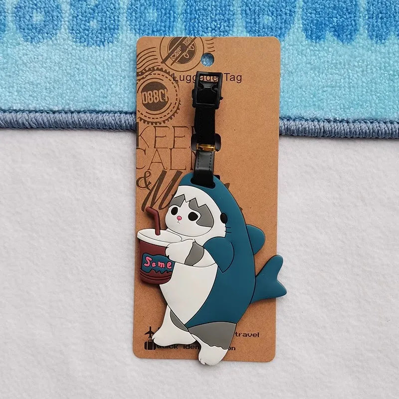 Cute Cartoon Baby Shark Travel Accessories Luggage Tag Silica Gel Suitcase ID Addres Holder Baggage Boarding Tag Portable Label