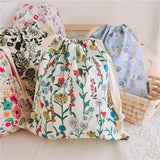 Portable Organizer for Underwear Socks Bra Cotton Makeup Bag Travel Drawstring Bags Ins Flower Print Clothes Cosmetic Bags 2025