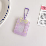 1PC Cartoon Bow Acrylic Hard Card Holder Kawaii Frame 1 inch Photo Card Holder Keychain Card Protctive Case