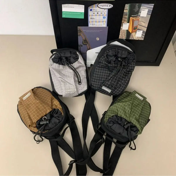 Nylon Drawstring Crossbody Bag Large Capacity Travel Phone Bag