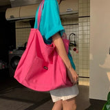 Canvas Tote Bag Candy Color Women's Large Capacity Shoulder Crossbody Handbag
