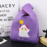 Halloween Knit Handbag Large Capacity Tote Reusable Wrist Bag