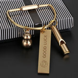 Portable Brass Keychain Creative Unique Key Ring Pendant Whistle Ruler Buckles DIY Craft Tools Jewelry Accessories