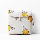 Women Girl Small Cosmetic Bag Cute Flower Print Makeup Bags Travel Organizer Zipper Bag Lipstick Sanitary Napkin Pad Storage Bag