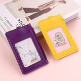 Fashion ID Badge Card Holder Colorful Leather Business Card Case Cover with Neck Lanyard Coin Purse Zipper Bag Wallets