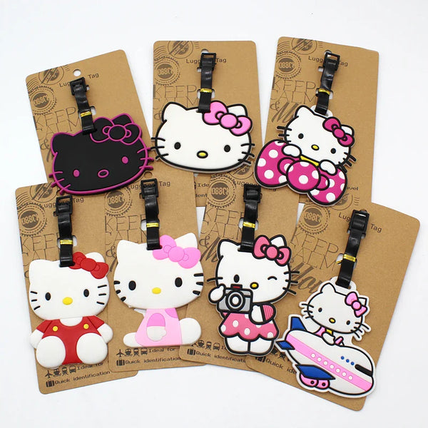 New Hello Kitty Luggage Tag Women Bag Pendant Cartoon Silica gel Baggage Tags Portable ID Address Holder Boarding Luggage Label