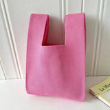 Handmade Knit Mini Knot Wristbag - Women's Casual Stripe Plaid Tote