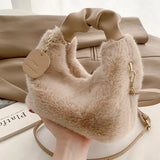 Women's Soft Plush Faux Fur Shoulder Bag - Autumn Winter Handbag Crossbody