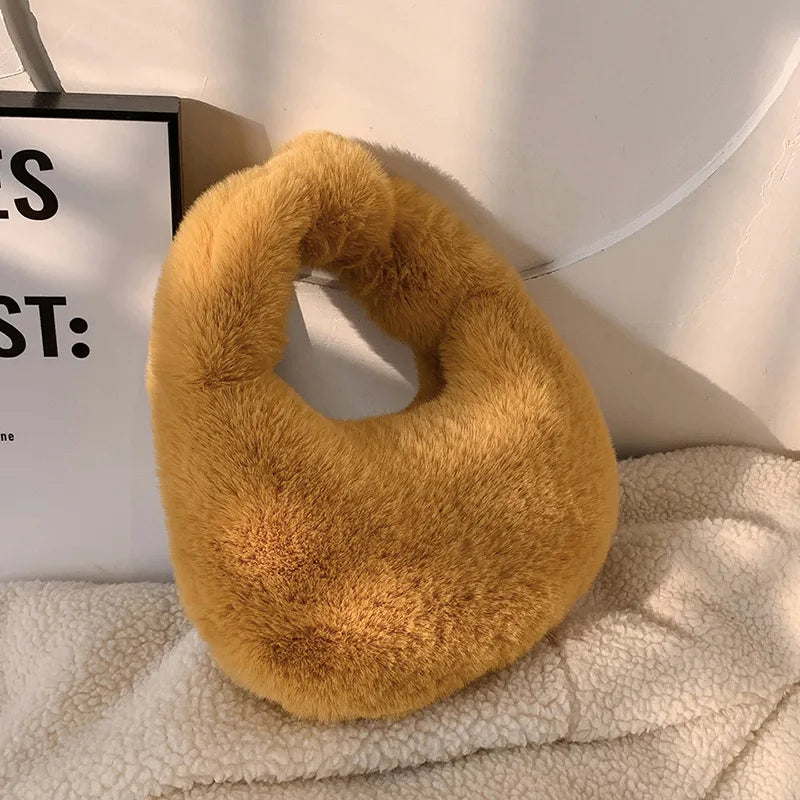 Plush Dumpling Handbag Faux Fur Winter Tote Clutch