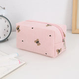 Kawaii Corduroy Travel Cosmetic Lipstick Makeup Storage Bag Toiletry Kit Women Makeup Handbags Organizer Pouch Bag Pencil Case