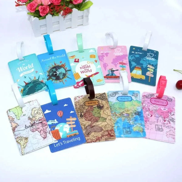 Creative World Map High Quality Travel Accessories Luggage Tag PU Suitcase ID Addres Holder Baggage Boarding Tag Portable Label