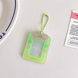 1PC Cartoon Bow Acrylic Hard Card Holder Kawaii Frame 1 inch Photo Card Holder Keychain Card Protctive Case