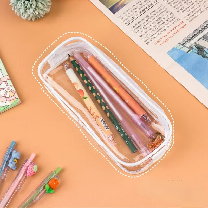 Transparent Women's Cosmetic Bag Waterproof Zipper Makeup Bag Travel Accessories Girl Boy Student Makeup Brush Pencil Case Pouch