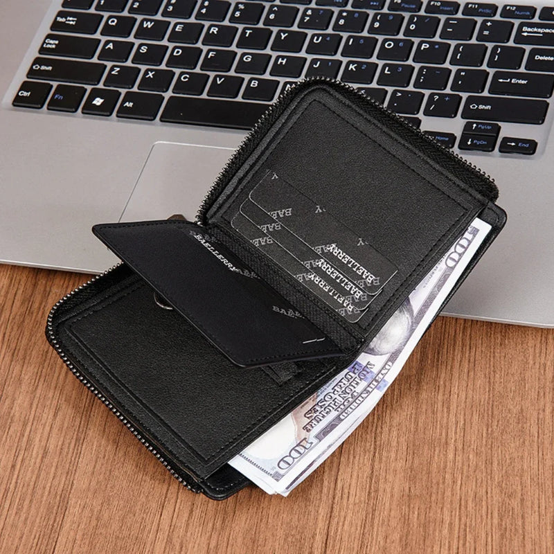 RFID Simple Short Men Zipper Wallets Luxury Brand Card Holder Male Wallet Photo Holder Coin Pocket Man Purses Wallets for Women