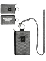 RFID Blocking Small Wallet with ID Window Waterproof Zipper Case Pouch with Lanyard Keychain for Cards Cash Coin Purse