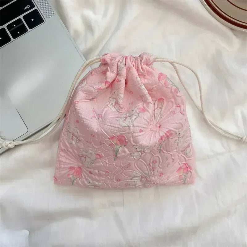 Cartoon Drawstring Cosmetic Bag Clutch Bag Large Makeup Organizer Bags Korean Cosmetic Pouch Women Cute Toiletry Beauty Case