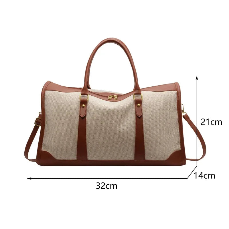 Women Travel Storage Handbag Vintage Fitness Luggage Bag Single Shoulder Crossbody Bag Large Nylon PU Leather Bag 2025 Handbags