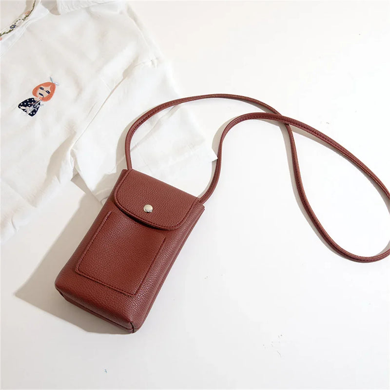 Women's Soft Leather Crossbody Bag - Mini Phone & Money Purse