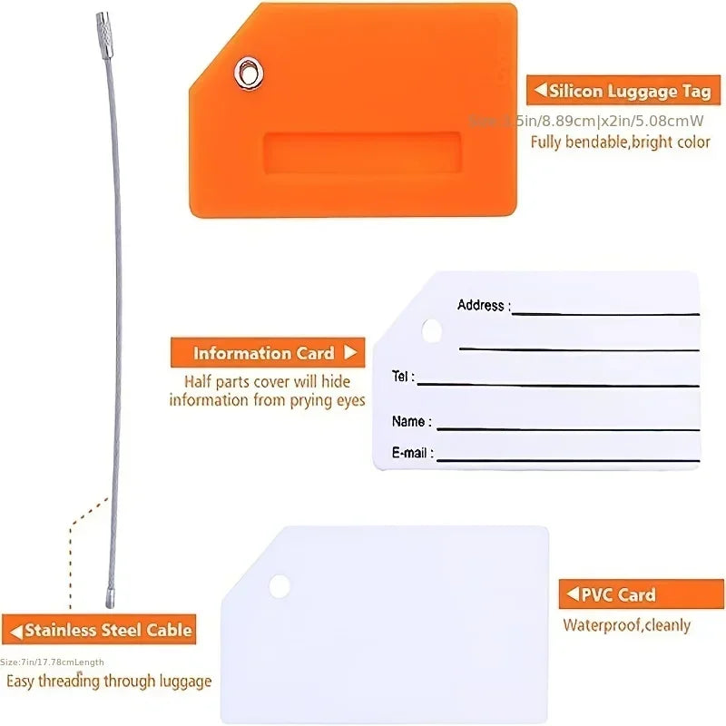 2pcs Name ID Card Silicone Travel Luggage Tag Suitcase Travel Accessories Quickly Discover  Luggage Tag Name Baggage Information