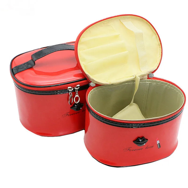 Women's Solid Color Patent Leather Storage Lip Cosmetic Bag For Ladies Simple Large Capacity Make Up Wash Handbag Drop Shipping