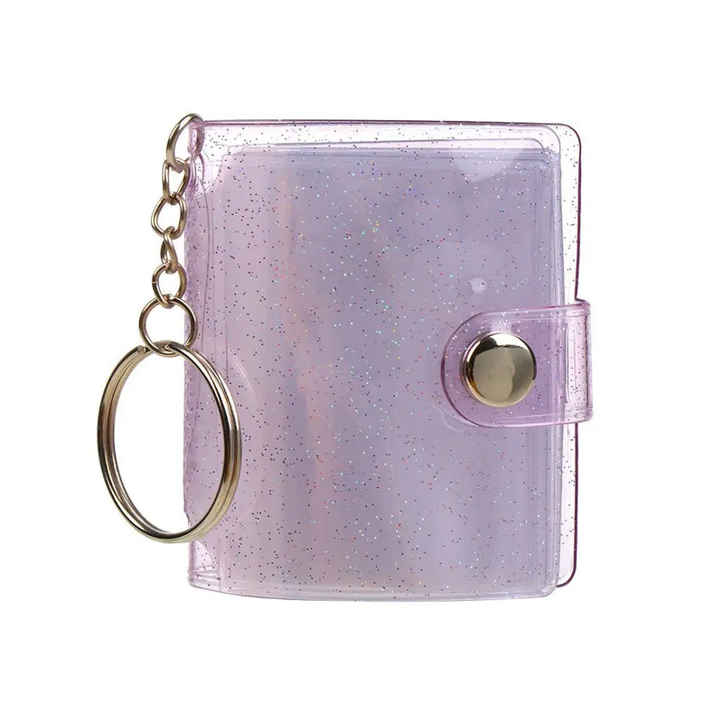 New PVC Mini Photo Albums Pockets Portable 2 Inch Photos Cards Holder Key Chain Receipt Holder Stationery