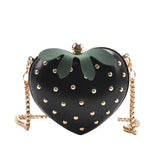 Cute Fruit Strawberry Heart Shape Pu Rivet Mini Fashion Ladies Chain Purse Clutch Bag Shoulder Bag Tote Female Flap Handbag Q5
