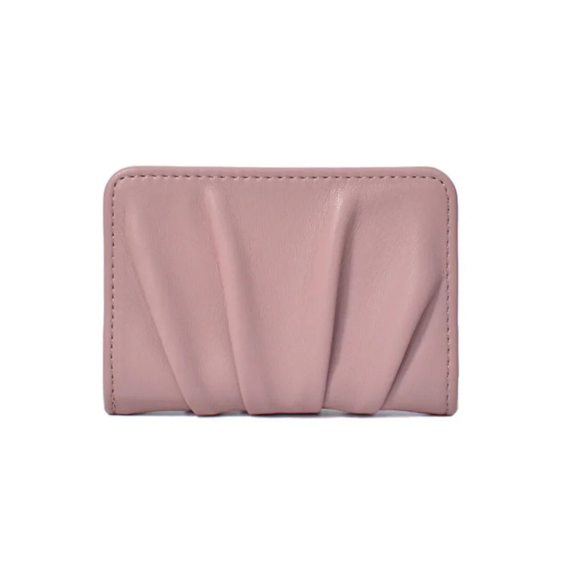 New Solid Color Women Wallets PU Leather Purses Card Holders Small Portable Coin Purse Large Capacity Wrinkled Money Bag