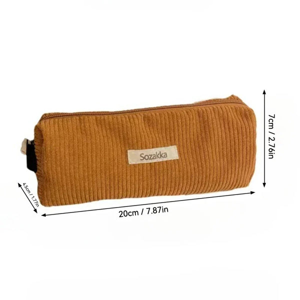 New retro corduroy solid color pencil case artistic minimalist stationery bag high school student storage bag birthday gift bag