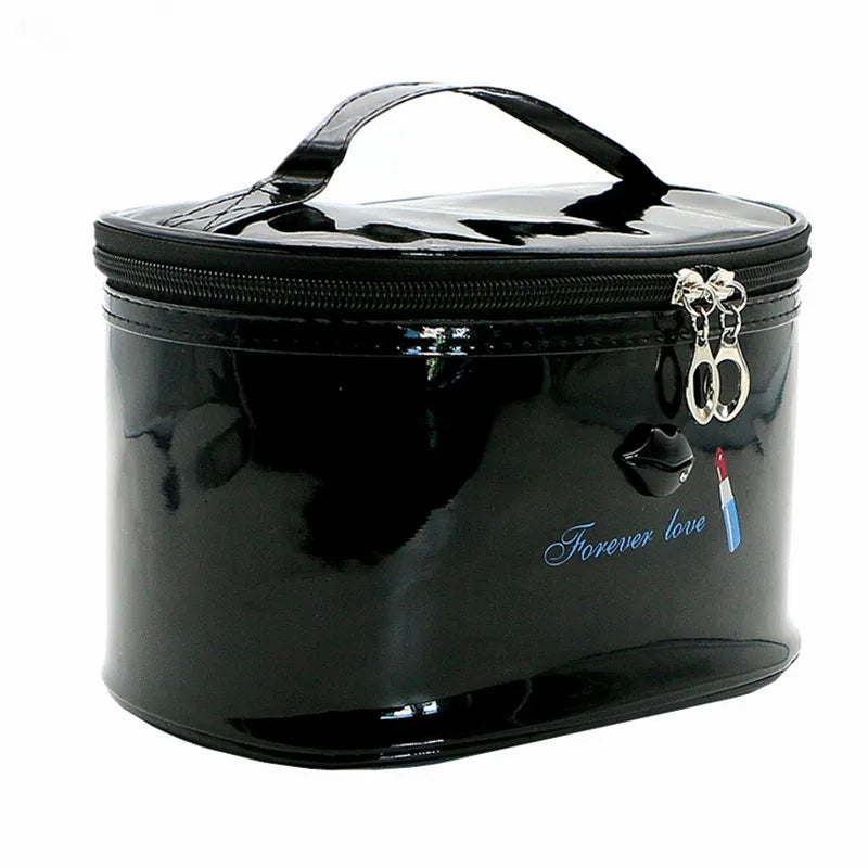 Women's Solid Color Patent Leather Storage Lip Cosmetic Bag For Ladies Simple Large Capacity Make Up Wash Handbag Drop Shipping