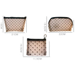 Transparent Heart Mesh Storage Bags Women Necessary Cosmetic Bag Travel Organizer Small Large Black Toiletry Bags Makeup Pouch