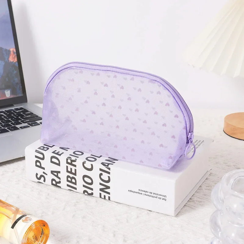 New Nylon Mesh Cosmetic Bag Portable Travel Toiletry Organizer Makeup Bag Multifunctional Women Lipstick Key Coin Purse Pouch