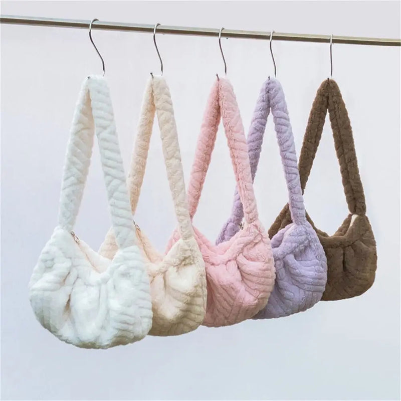 Furry Large Capacity Plush Shoulder Bag for Women and Girls
