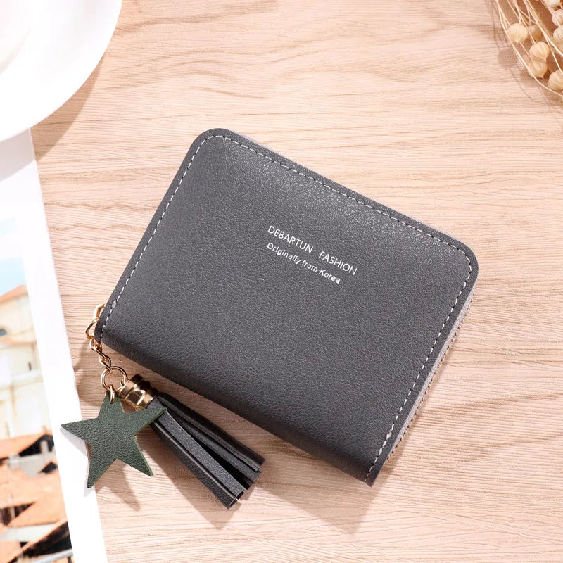 Women Small Wallet Ladies Mini Tassel Wallet Cute Girl Short Zipper Lovely Pu Leather Coin Purse Female Hand Wallet Purse