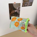 Flower Pattern Zipper Pouch Lady Girls Earphone Coin Key Money Storage Bag Coin Purses Small Fresh Cotton Coin Wallet