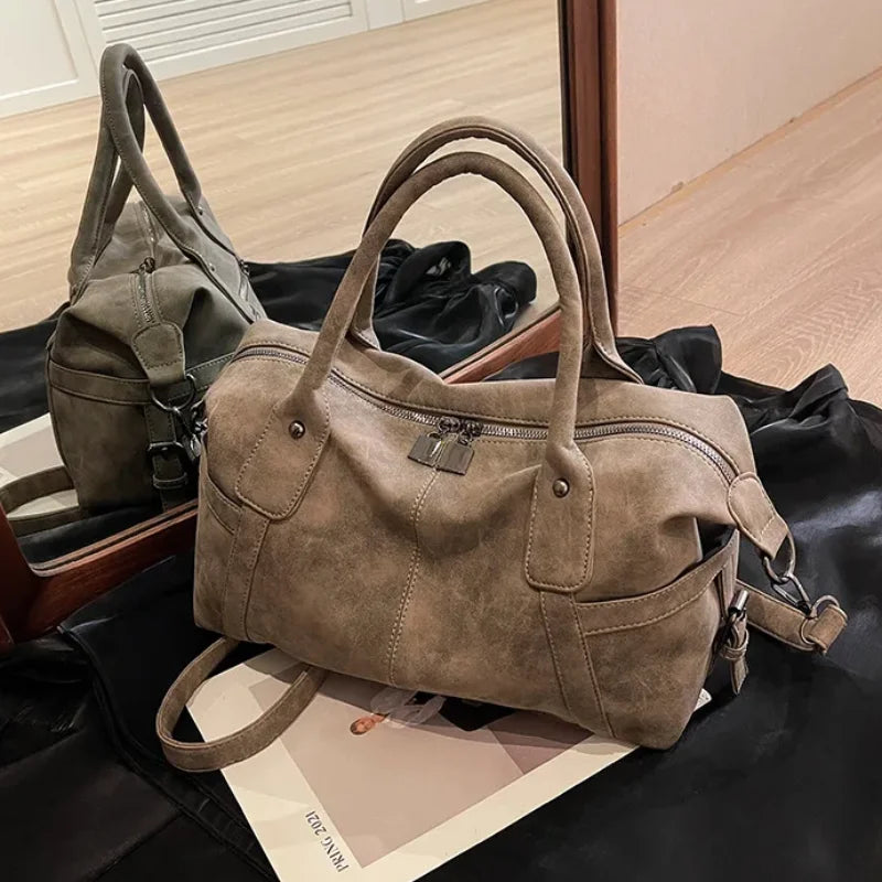Retro Design PU Leather Shoulder Bags for Women 2025 Korean Fashion High Capacity Armpit Bag Female Crossbody Bag Tote Handbags