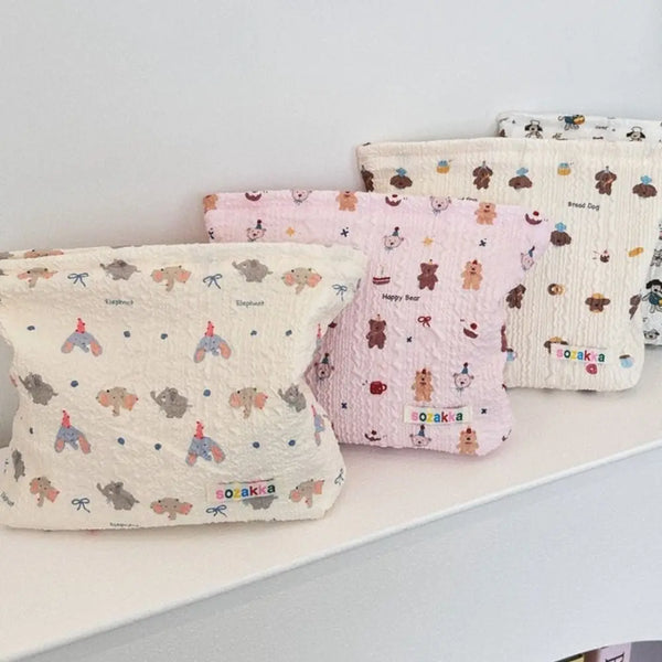 Cute Bear Lipstick Makeup Bag Large Capacity Cosmetic Organizer Travel Pouch Women Gift