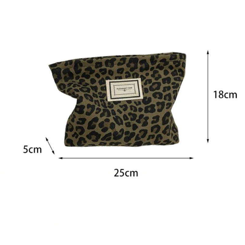 Fashion Leopard Print Makeup Bag Zipper Pouch Large Capacity Portable Toiletries Bag Cosmetic Bag for Women