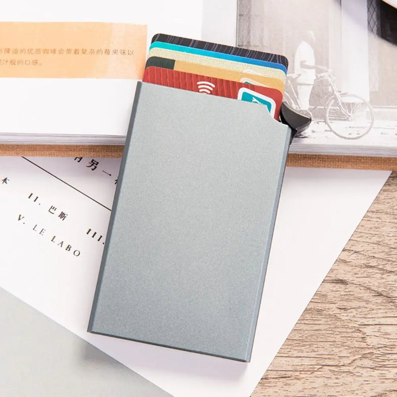 Aluminum Alloy Credit Card Holder Anti-magnetic Automatic RFID Card Case Pop Up Anti-theft Wallet ID Card Protector Purse